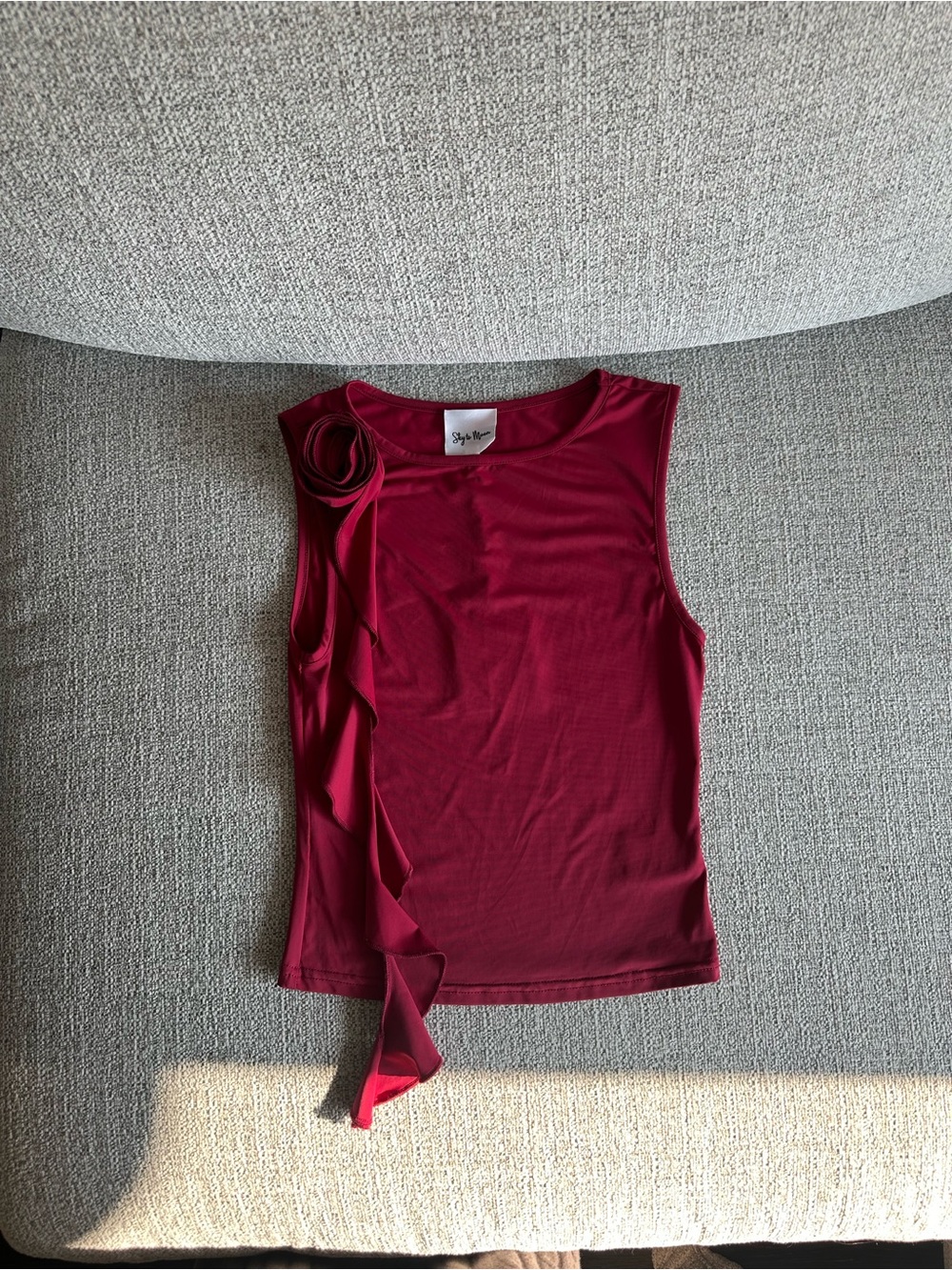 Red Tank Top with Floral Detail